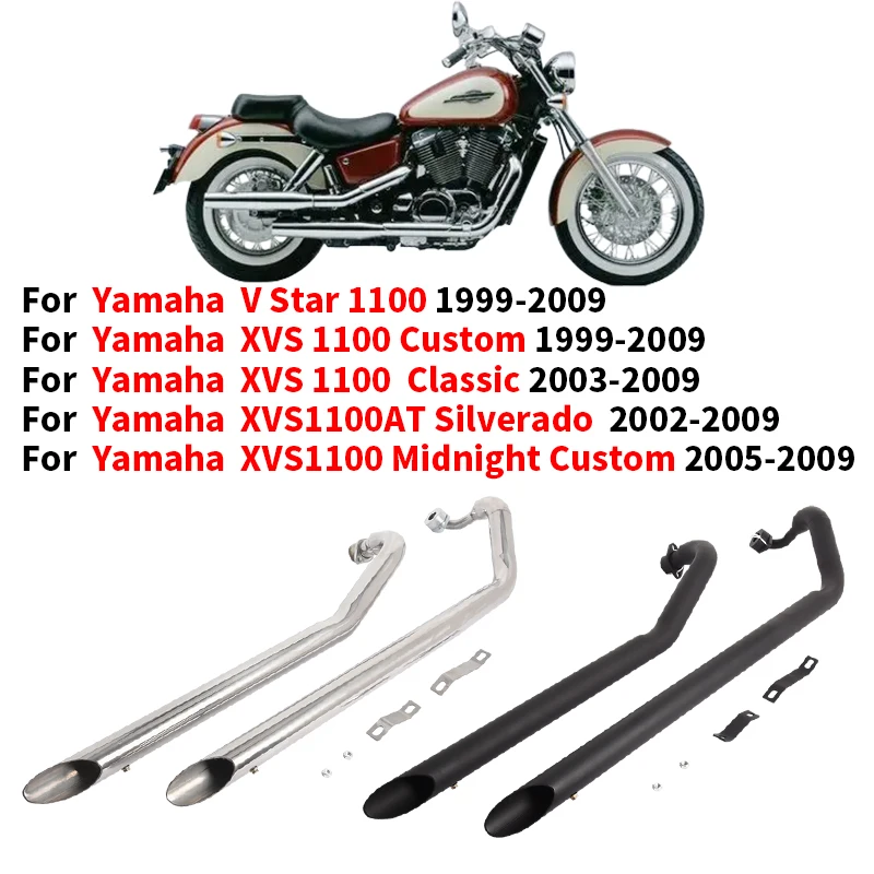 

Motorcycle Exhaust Escape Full Double Link Pipe For Yamaha V Star 1100 V-Star XVS1100 Classic Midnight Custom Custom 1999 - 2005