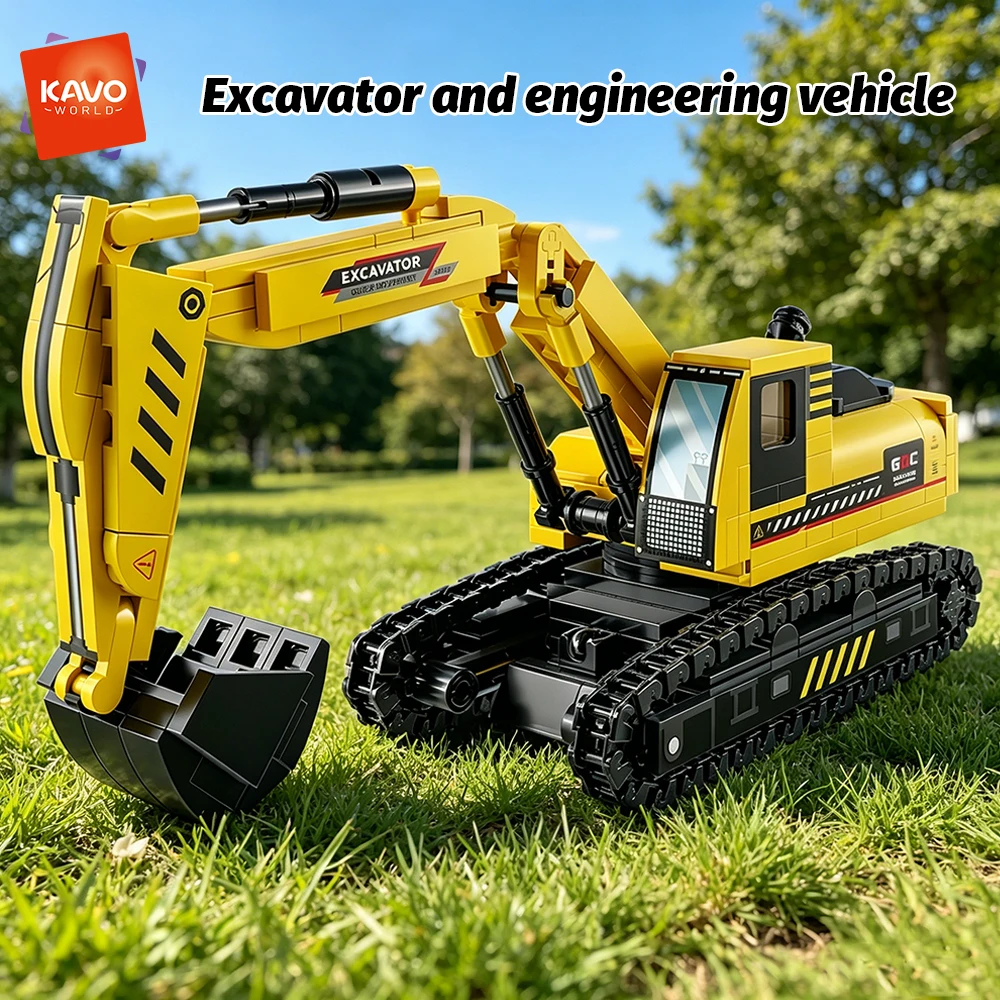 KAVOWORLD 405-teiliger Bagger-Bausatz, LKW-Bausteine, Lehrreiches Modellbausatz, Technisches Fahrzeug-Spielzeug, Geschenkidee