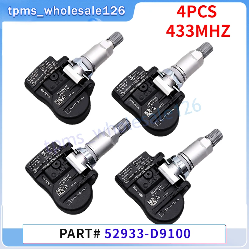 

Set Of 4 Tyre Pressure Sensor 433MHZ TPMS 52933-D9100 52933D4100 For 2017-2023 Genesis G90 Hyundai GRANDEUR 2015-2021 Kia OPTIMA