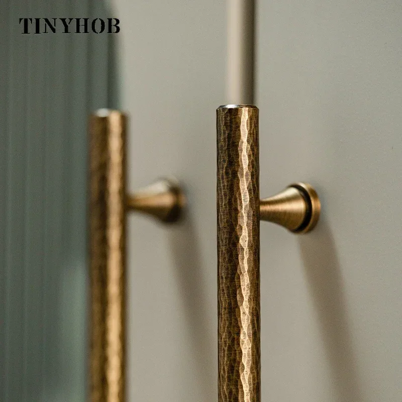 Nordic רטרו ברונזה בעבודת יד ביד קשירת ידיות דלתות וידיות וידיות ארון בגדים מגירה למשוך t בר ידיות