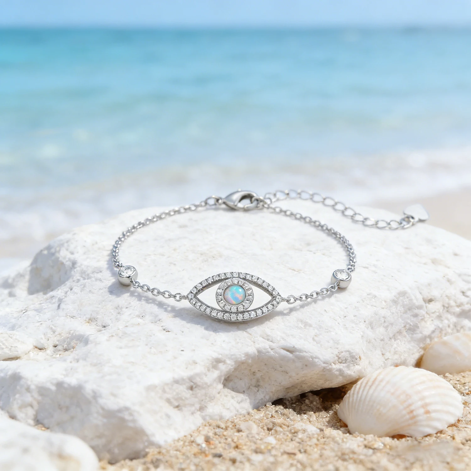 Trendy Blue Fire Opal Cubic Zi - đánh giá và giá Evil Eye Bracelet