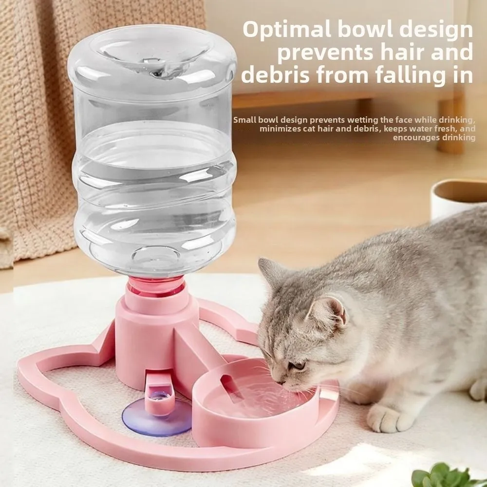 2-in-1 Design Pet Water Dispenser Anti Overturning Automatic Water Renewal Cat Drinking Machine Splash-proof Suction Cup Base