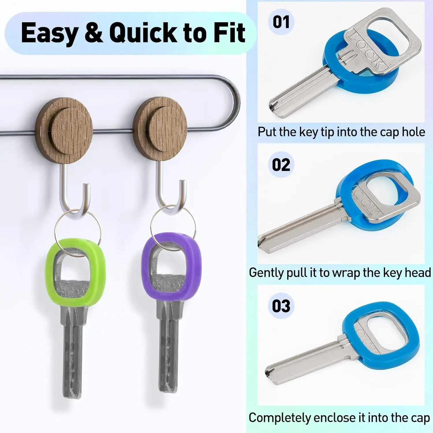 10-50 Buah Penutup Kunci Pengidentifikasi Kunci Silikon Tahan Lama Label Kunci Berongga Lengan Penanda Tag Berkode untuk Kunci Rumah Datar Standar