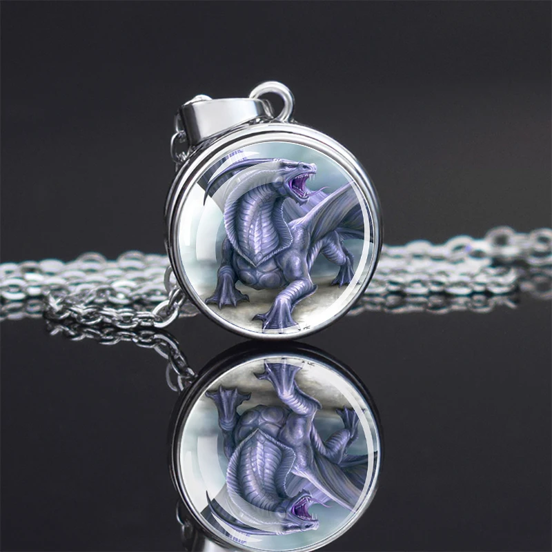 Necklace Dragon Pattern Glass Ball Pendant Chinese Traditional Spirit Beast Wearing Jewelry Mysterious Jewelry Gifts