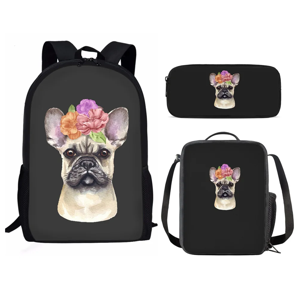 Hip Hop Youthful Animal Tiger Flower 3D Print 3pcs/Set Student Travel bags Laptop Daypack Backpack Lunch Bag Pencil Case