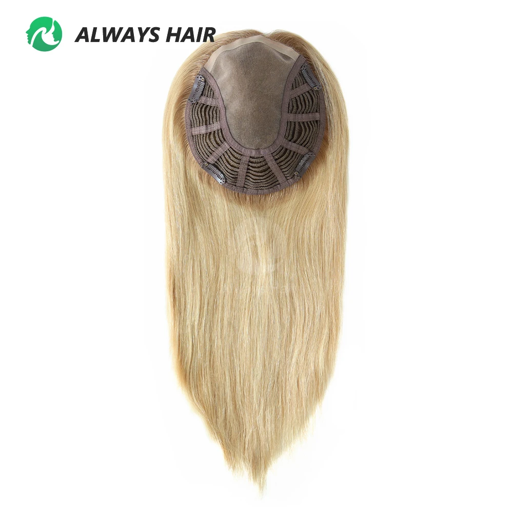 Alwayshair - 100% Real Chinese Cuticle Remy Human Hair Toppers for Women Mono Base Woman Hair Prosthesis