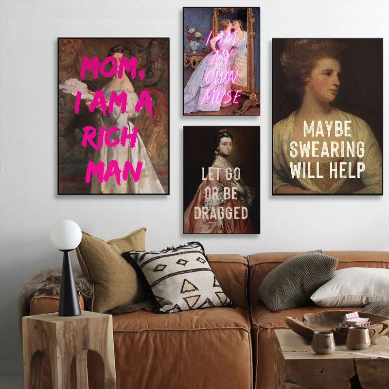 Abstract Feminist Poster Self-adhesive Art Waterproof Paper Sticker Coffee House Bar Room Wall Decor
