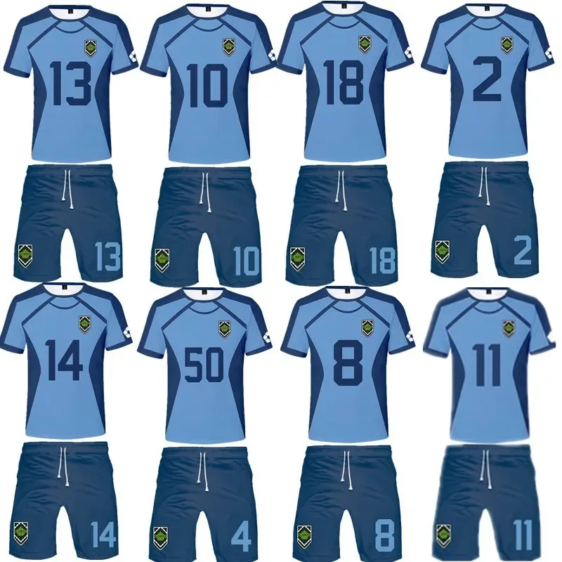 Camiseta de fútbol azul para hombre Ropa deportiva de anime con cerradura azul Isagi Yoichi Rin Itoshi Chigiri Hyouma Kunigami Rensuke