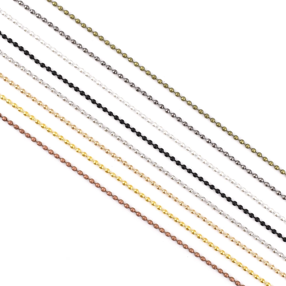 5M/Lot 1.2 1.2 2.0mmMetal Alloy Ball Beads Chains For Necklaces DIY Jewelry Making Findings Accessories