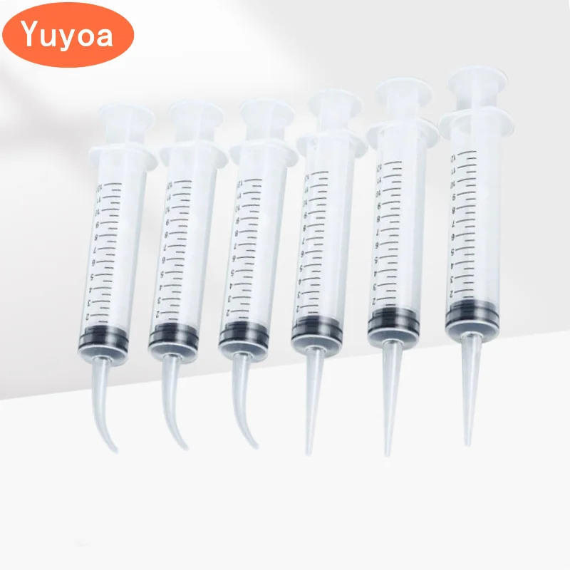 100pcs Dental Irrigation Syringe With Curved Tip 12ml Disposable Dental Instrument for Dentist Use Dentistry Consumable Material