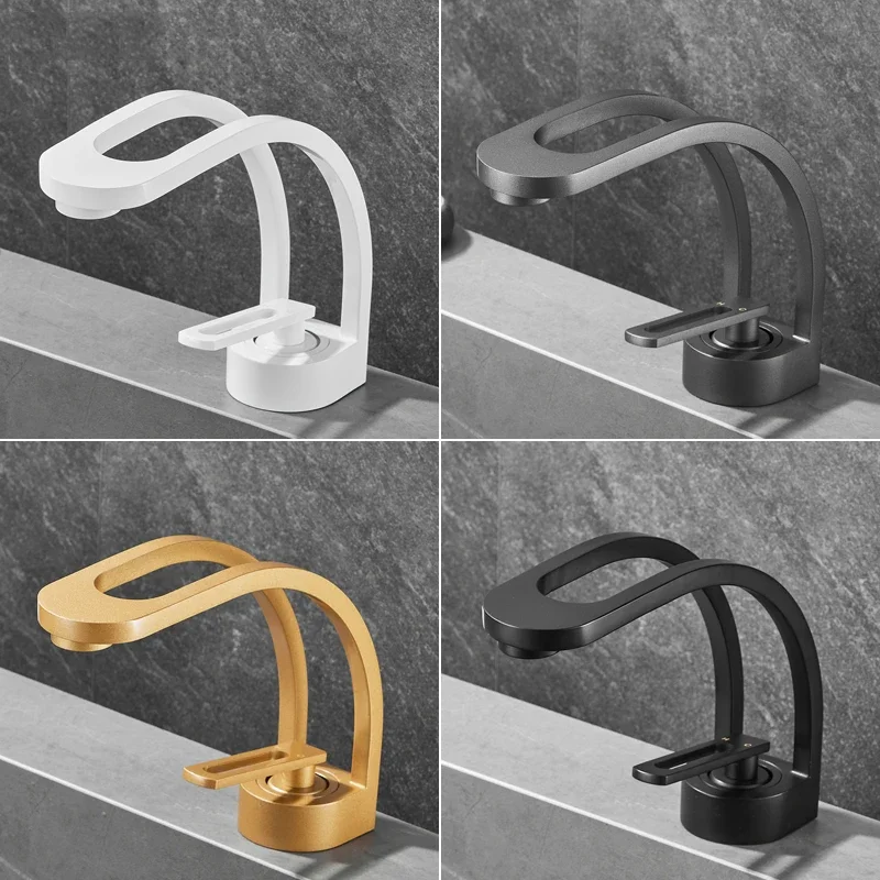 Basin Faucets Mixer Frosted Gold Bathroom Sink Taps Hot and Cold Single Hole Bathroom Faucet Basin Crane Taps Wash Basin Mixer
