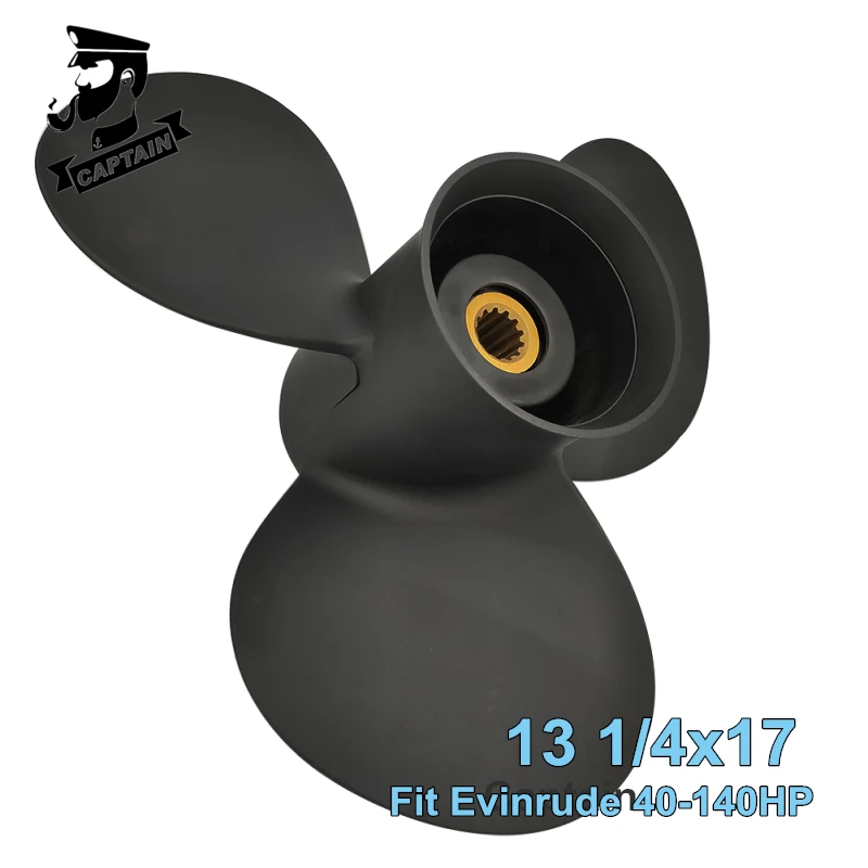 Captain Marine Propeller Boat 13 1/4x17 Fit Evinrude&Johnson Outboard Engine 40-140HP Aluminum Propeller 13 Tooth Splines