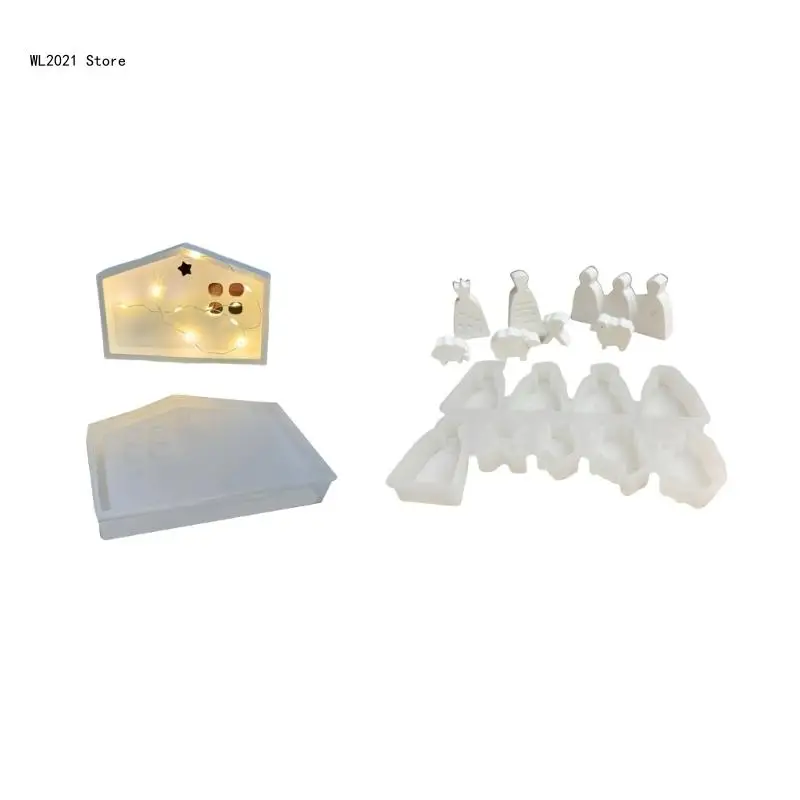 Nativity Candle and Christmas Crafts Mold Flexible Silicone The Advent Molds for Plaster and Concrete Decoration Craft