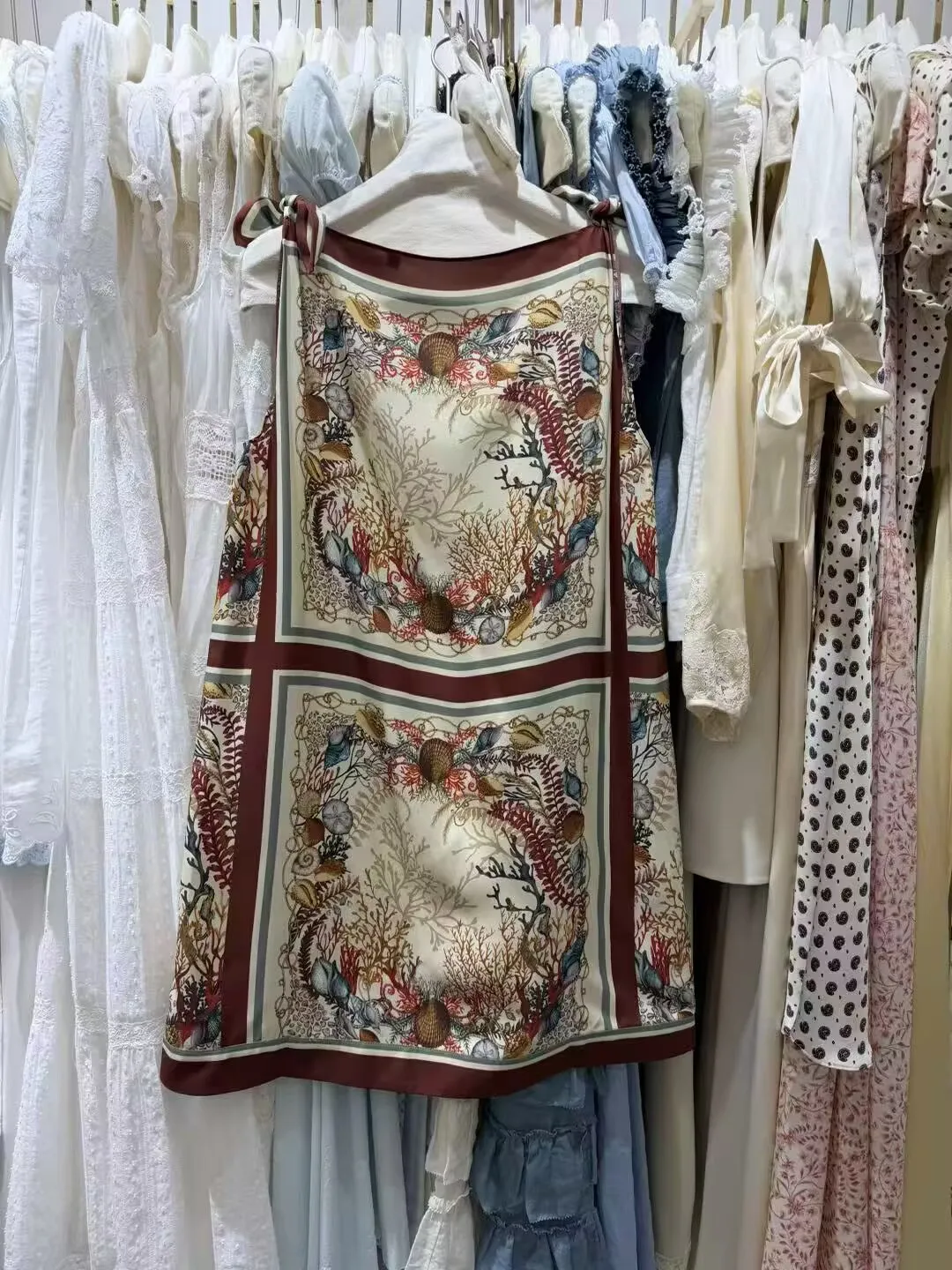 

2026 Women Retro Printed Tank Dress Silk Blend Bateau Neck Sleeveless High Waist Vintage Ladies Mini Dresses