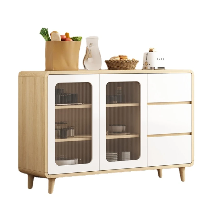 Tqh Sideboard Cabinet Solid Wood Modern Minimalist Living Room Wine Cabinet Tea Cabinet Kitchen Storage