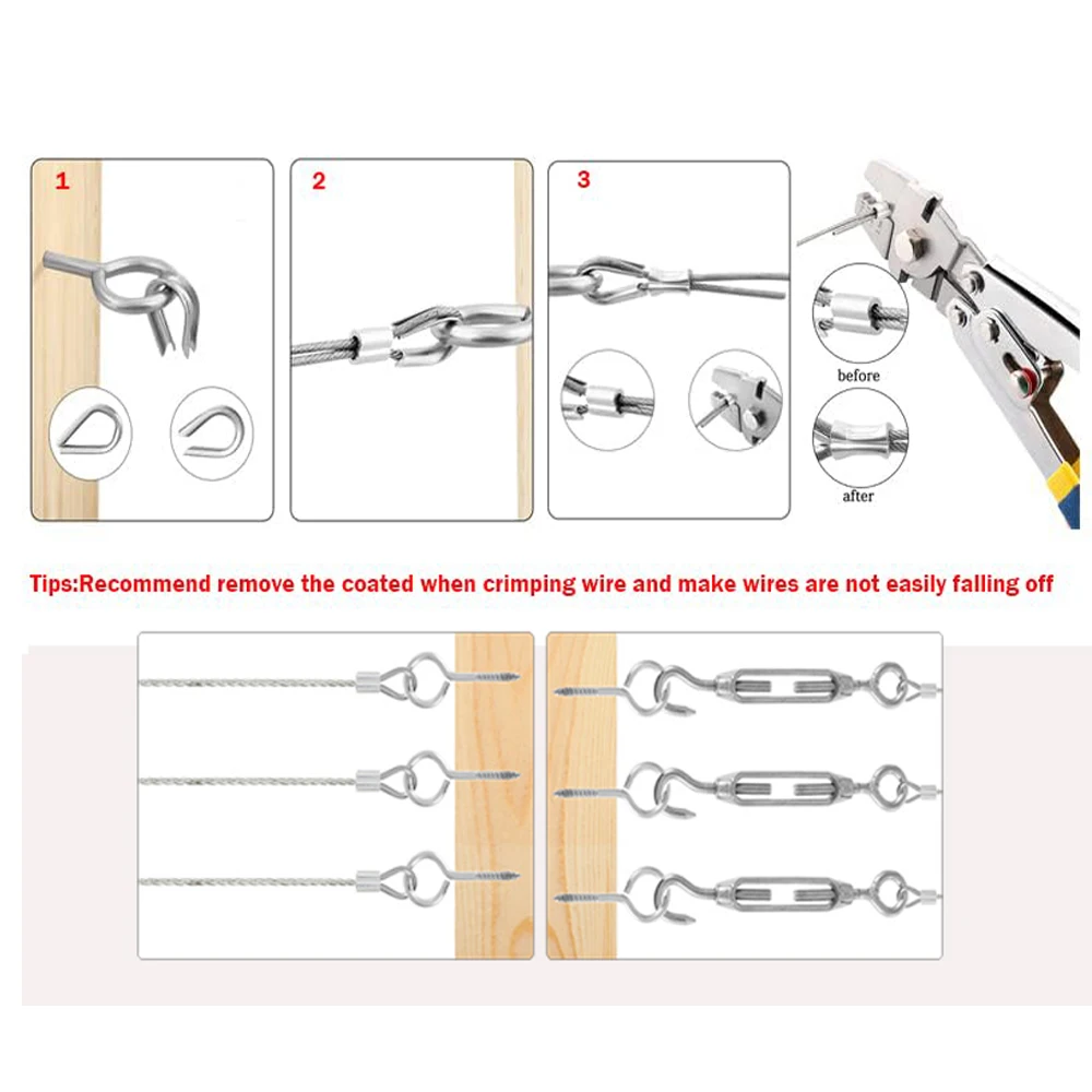 Imagem -02 - Cabo de Railing Kit Corda de Fio Revestida Resistente Kit de Obturador de Rolo de Fio para Barraca ao ar Livre Jardim Fence 15 mm 30 mm Aço Inoxidável