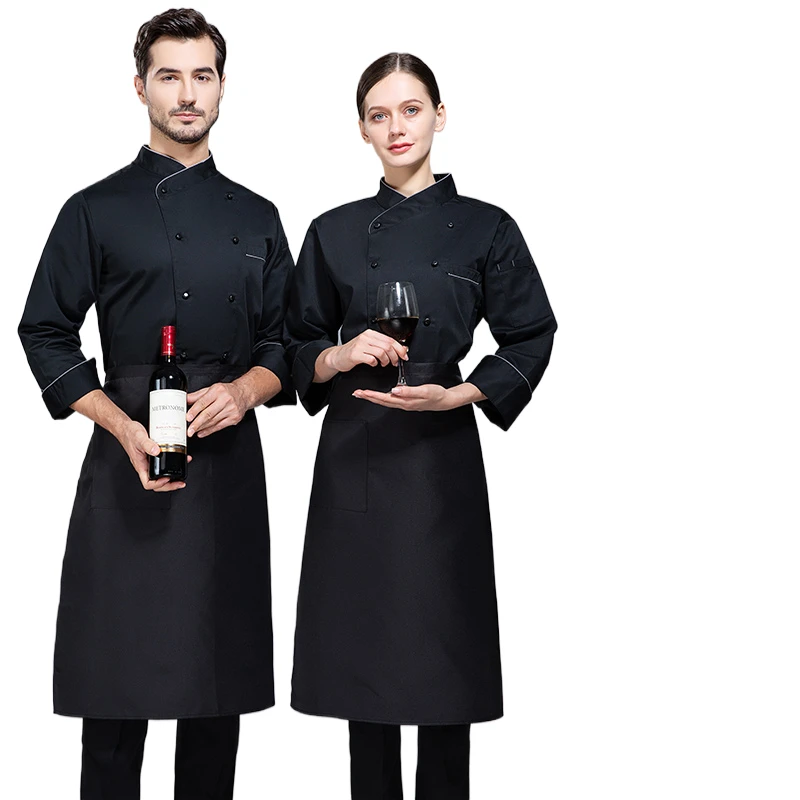 Abiti da lavoro invernali Giacche da cuoco a maniche lunghe Uomo Donna Uniforme da catering Abiti da cucina Cappotto da cuoco Cameriere Ristorante Abbigliamento da lavoro