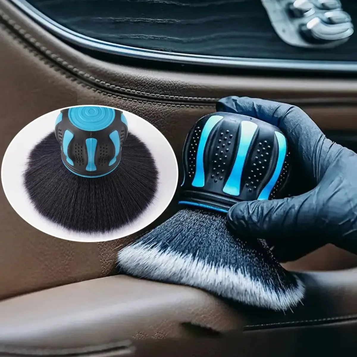 Auto Interior Dust Cleaner Detail Brush With Storage Rack Covers Soft Bristles Uses For Car Detailing Tool Cleaning