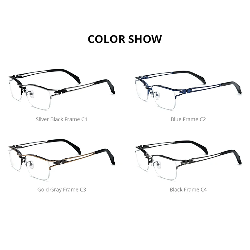 FONEX Titanium Glasses Frame Men 2024 New Women Hollow Out Design Semi Rimless Square Eyeglasses Half Frame Eyewear F85770