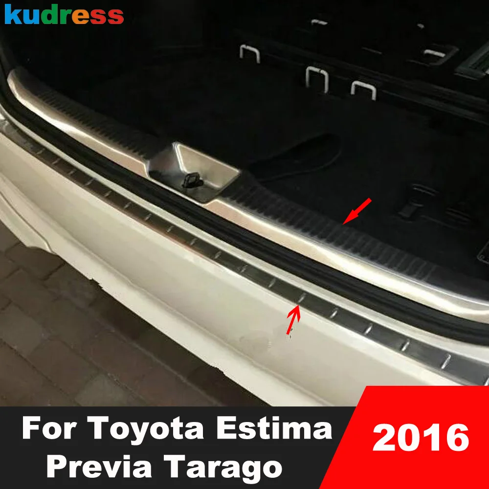 

For Toyota Estima Previa Tarago 2016 Stainless Rear Trunk Bumper Cover Trim Car Tail Gate Door Sill Plate Protector Accessories