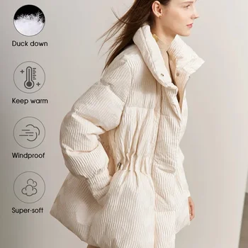 AMII الحد الأدنى بطة أسفل معطف منتفخ المرأة شتاء 2025 خفيفة ...