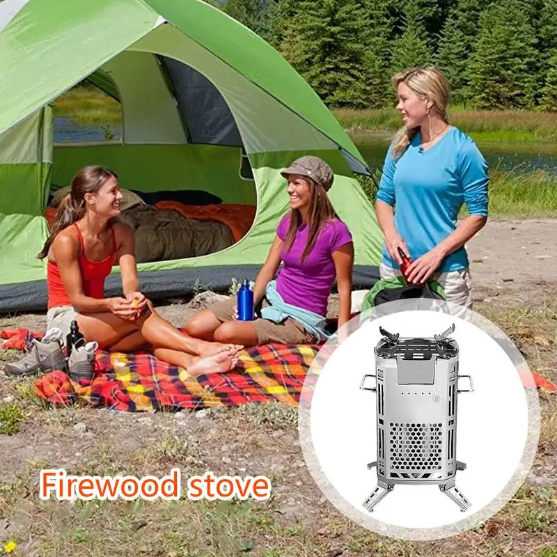 

Wood Burning Camping Stove Portable Wood Stove For Tent With Fan Stainless Wood Burning Heating Stove Backpacking Outdoor