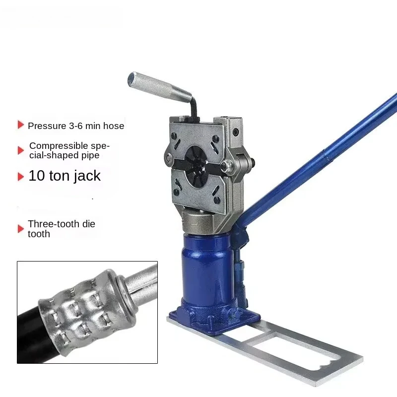 Professional Automotive A/C Service Tool, 3/6 Points Manual Hose Crimper Kit for Pipe Fitting Work