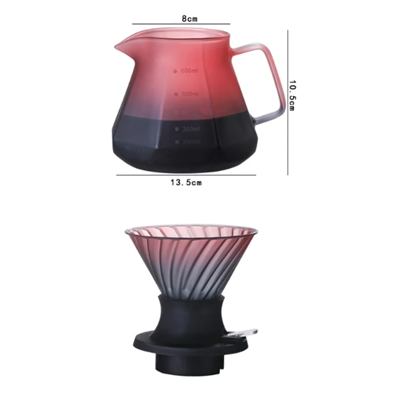 مجموعة صانعة القهوة الزائدة من BAAO-Pour مصنوعة يدويًا من زجاج البورسليكات المنقط عالي الجودة