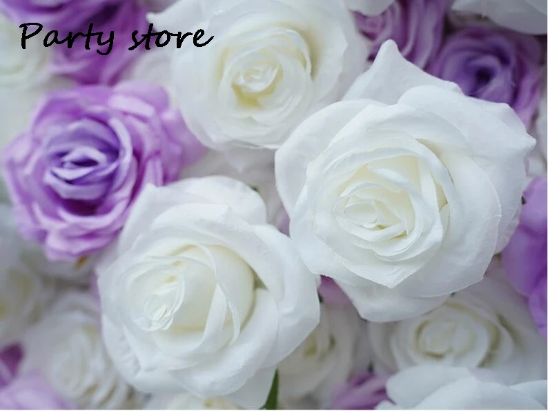 5D Pink White Rose Artificial Flower Wall Wedding Backdrop Fabric Floral Plant Wall Window Display Event Party Props Flower Row