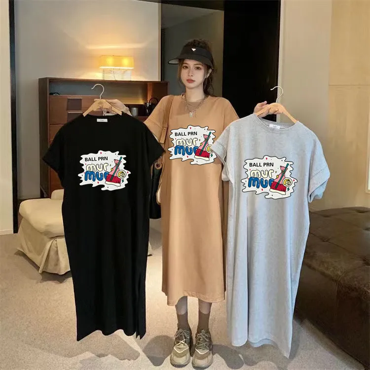 

Корейское летнее платье в стиле ретро, повседневное свободное платье с круглым вырезом и короткими рукавами, удобное платье для беременных женщин