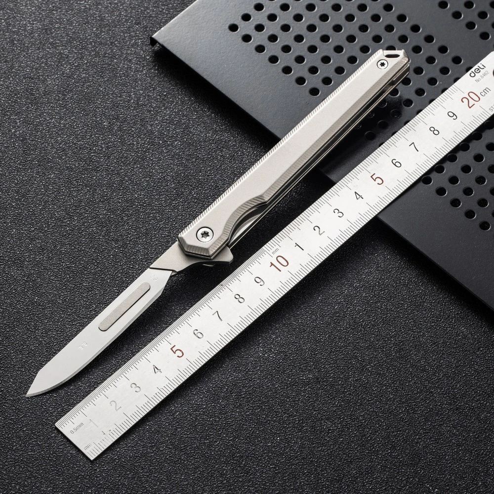 60th Blade Replaceable Folding Scalpel Knife Camping Survival Emergency Tools Steel Keychain Pocket Utility Knife Box Cutter