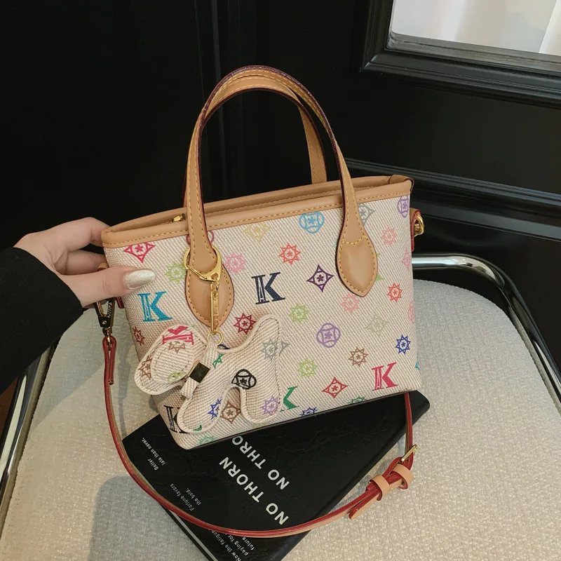 Premium bag women's Korean version printed retro vegetable basket bag temperament foreign fashion shoulder messenger bag