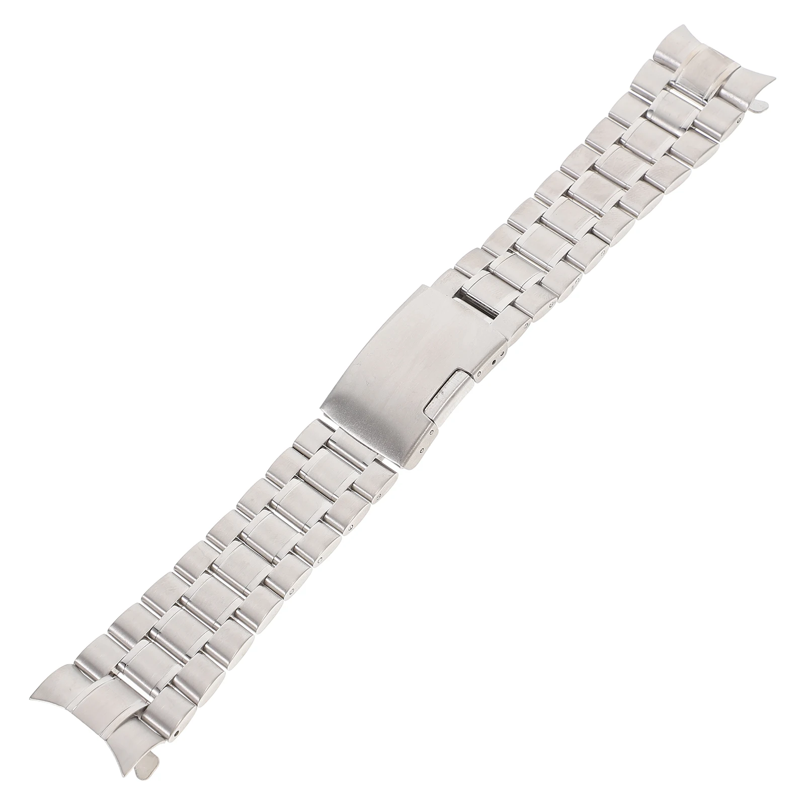

Stainless Steel Watch Band 24Mm Silver 185Mm Curved End Deployment Buckle Replacement Strap For Damaged Bands Solid Link Easy