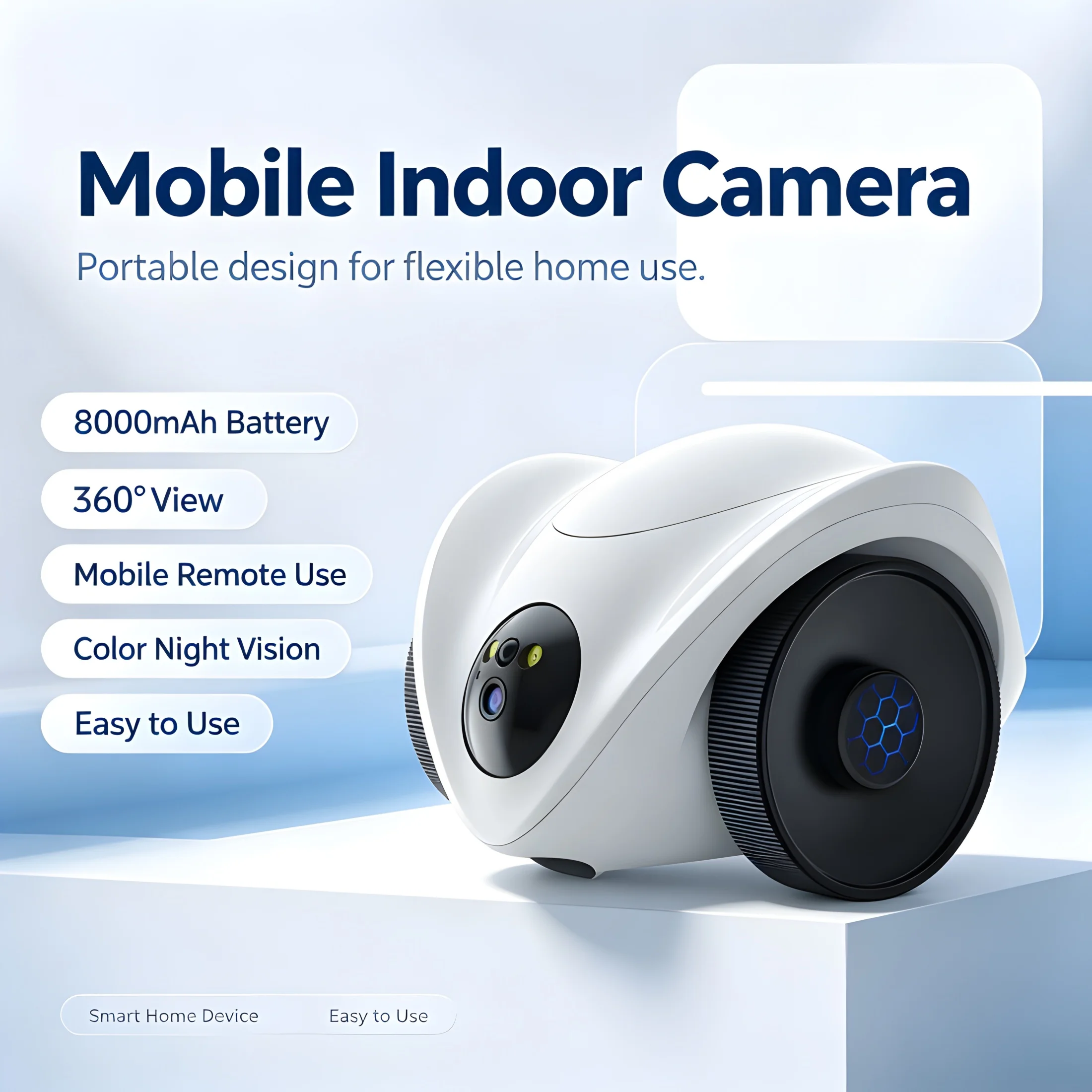 2K HD 360° View Mobile Smart Pet Camera Robot with Treat Dispenser Two-Way Audio Night Vision 8000mAh Battery for Pet