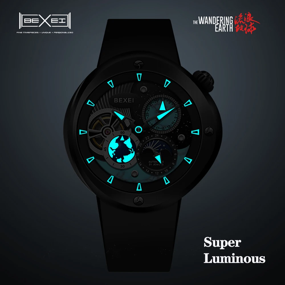 BEXEI 9161 Automatic mechanical watch for men Goose Egg Case Turquoise dial coated crystal luminous waterproof business watch.