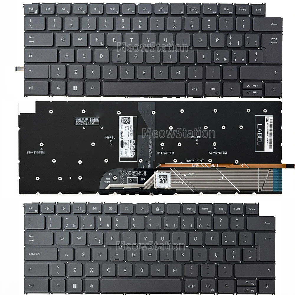 Teclado retroiluminado portugués/italiano para Dell Latitude 3320 3330 3420 3430 P144G P146G P158G,Vostro 5310 5320 5410 5415 P143G P145G P156G,Inspiron 13 5310 5320 P145G
