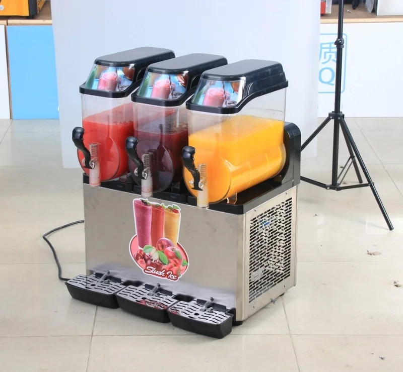 Professional Fully Automatic 3-Bowl Commercial Slushie Machine With Motor For Bakery & Winery Frozen Drink Maker