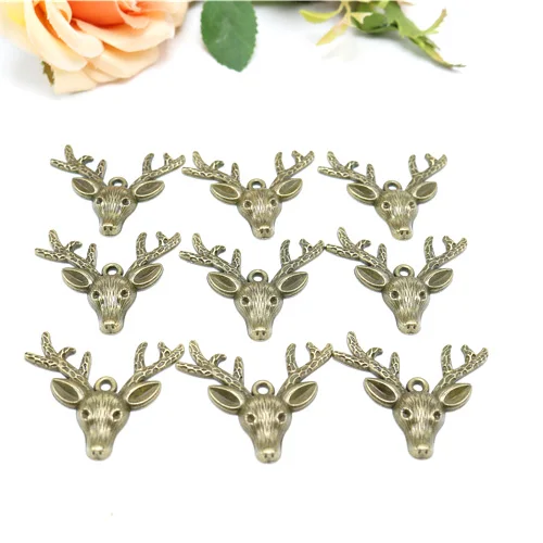 Jewelry finding & components parts Bronze fawn pendant Antique brass deer head bracelet accessories #5134