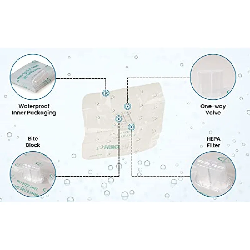 Barrera de RCP de primeros auxilios RS-8632 con unidireccional, protector facial con entrenamiento de RCP HEPA, 2x2x1 pulgadas (de 2)