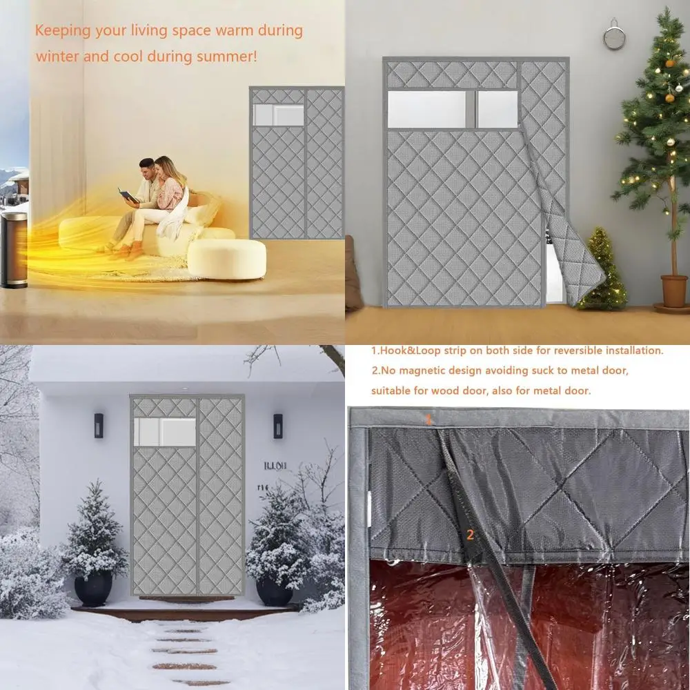 

Дверная штора с термоизоляцией для дверей 62x82, размер 65x84, боковое открытие, ромбовидный узор, серый