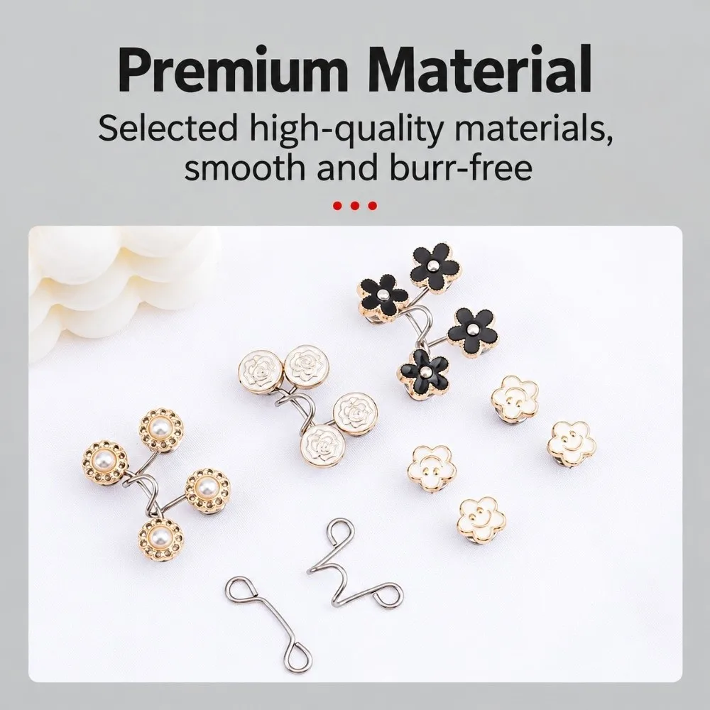 1 Pair Practical No Sewing Required Waist Tightener Alloy Detachable Pant Waist Clips Reusable Waist Buttons Pins Jeans Pants