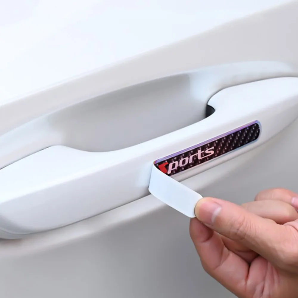 8 قطعة وعاء باب السيارة الرياضة التصميم مقاومة للخدش ملصق فيلم مقبض السيارة المضادة للتصادم ملصقات واقية اكسسوارات السيارات #3