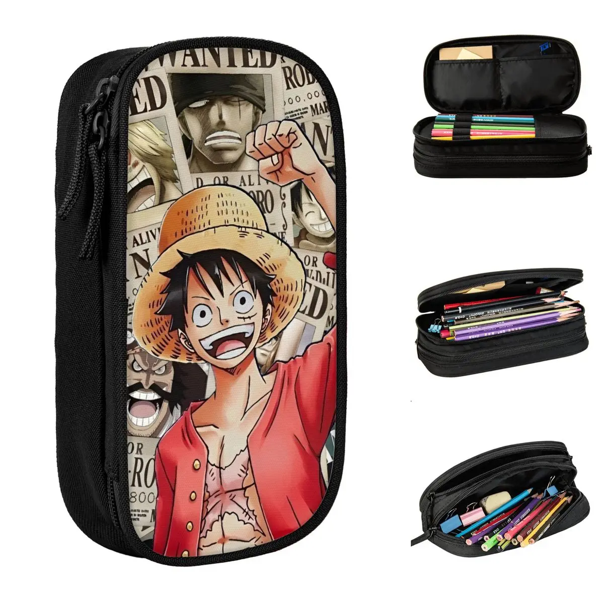 

One Piece Pencil Cases Lovely Anime Pen Pencil Bags Student Big Capacity School Supplies Zipper Pencilcases