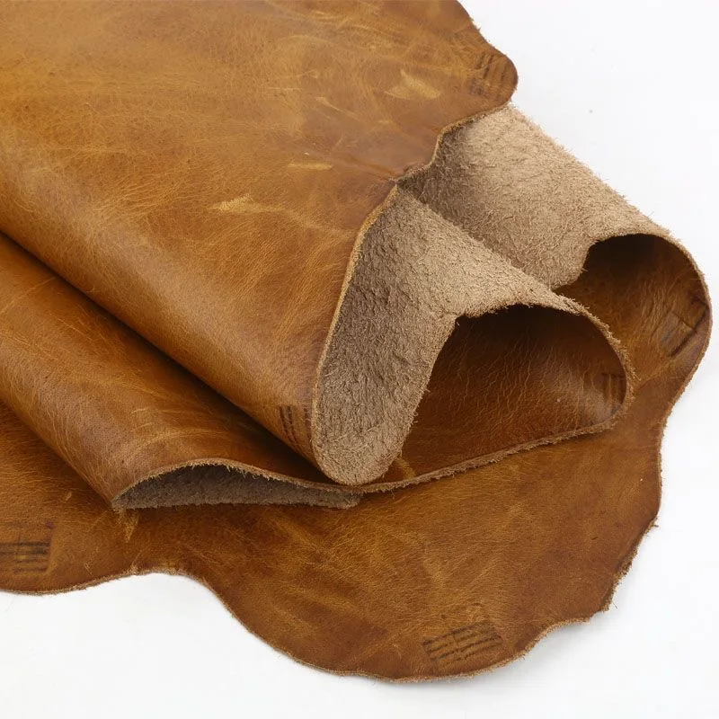 Retro Cowhide Whole Seat Sofa Refurbished Original Leather Light Brown Sofa Color Changing Top Layer Plain Weave Real Oil Wax Le