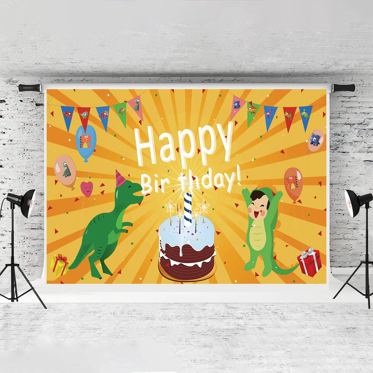 Green Dinosaur Theme Happy Birthday Backdrop Kids Party Photography Living Room Decoration Show Welcome Banner New Born Family