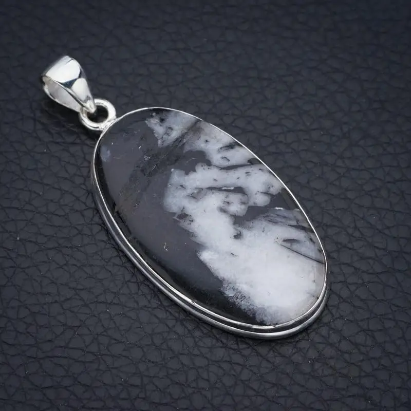 

Hesy® Natural Pinolith Jasper Handmade 925 Sterling Silver Pendant 2" F4536