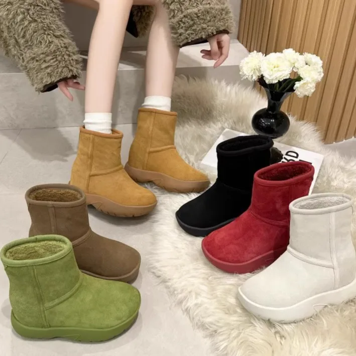 

Women's Winter Thickened Fleece Lined Leather Snow Boots Short Boot Waterproof Cold Resistant below 40 Degrees Thick Heel