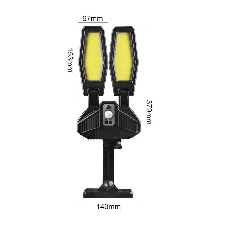 Lámpara LED de inducción Solar para exteriores, farola de doble cabeza, iluminación impermeable para el hogar, lámpara de pared para jardín al aire libre con Control remoto