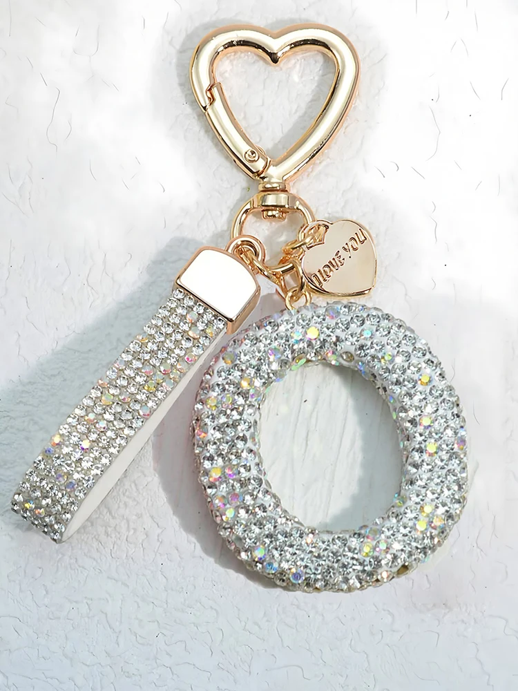 Glänzender Diamant-Besatz 26 Englische Initialen Schlüsselanhänger Auto Hochwertiger Schlüsselring Damenhandtasche Zierlicher Anhänger Thanksgiving-Geschenke – Detail 15