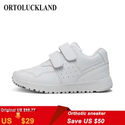 Ortoluckland-zapatos blancos para niños y niñas, zapatillas ortopédicas para correr, calzado para guardería, 4 años